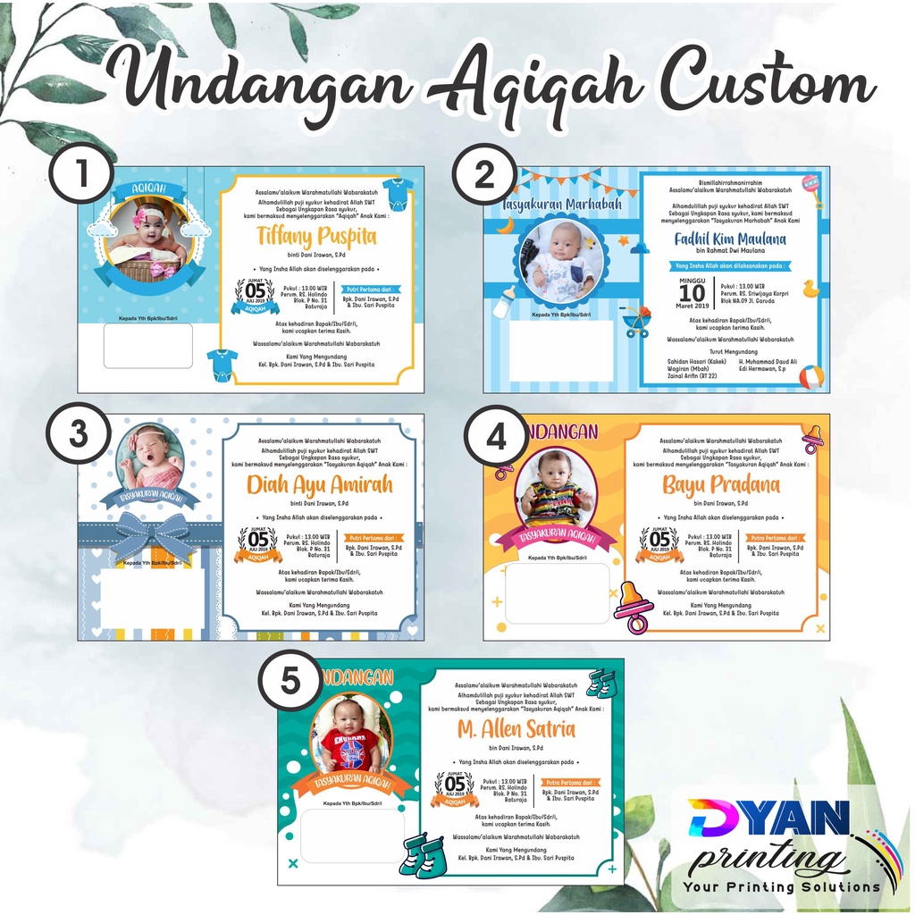 UNDANGAN AQIQAH BAYI CUSTOM FREE PLASTIK UNDANGAN