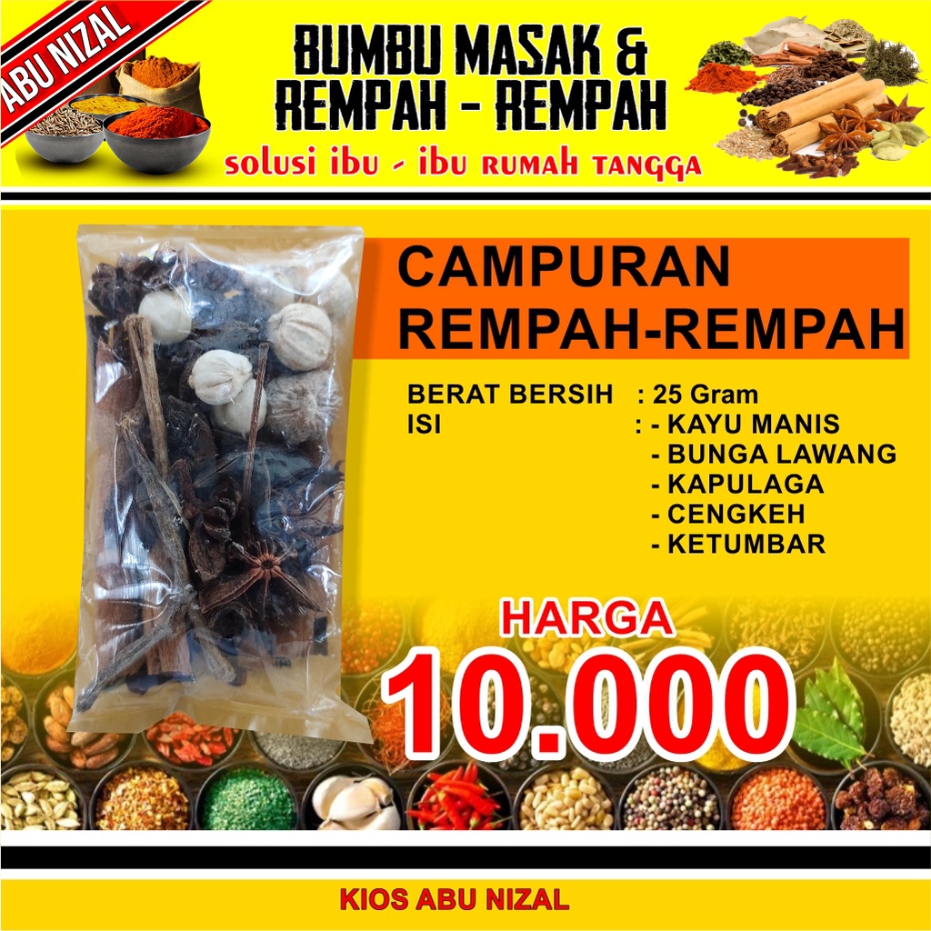 

Rempah-Rempah Campuran / Bumbu Masak / isi 25 gram Asli 100% Kualitas PREMIUM INDONESIA
