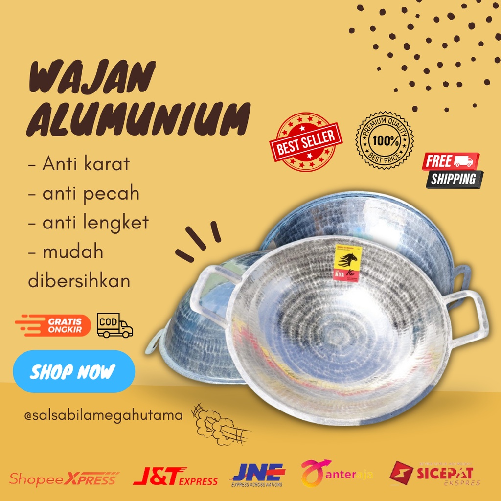 WJNALU129 - Penggorengan wajan katel kuali kenceng almunium alumunium jawa tebal anti lengket / kate