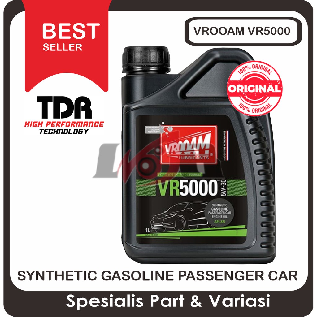 Oli Mobil Vrooam TDR VR5000 Car Engine Oil SAE 5w30 1 Liter API SN Full Synthetic