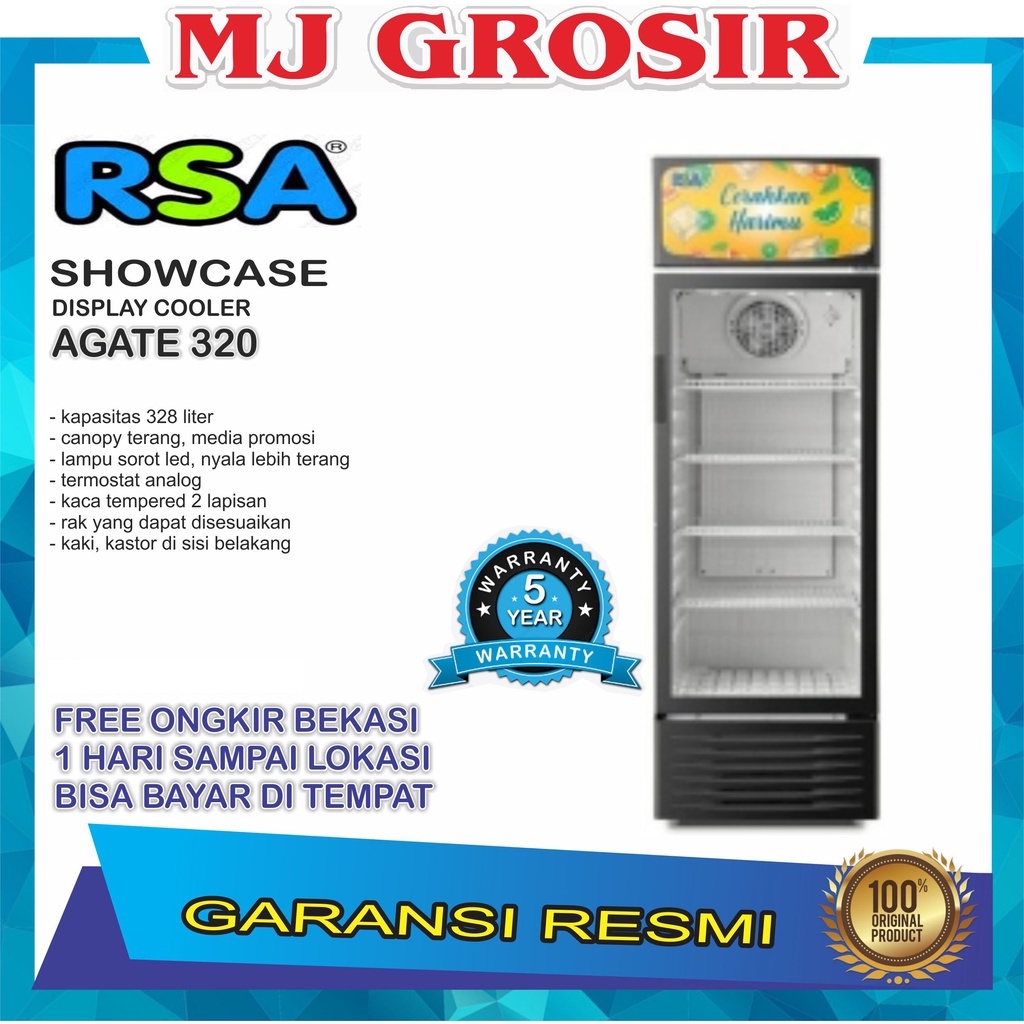 SHOWCASE RSA AGATE 320 4 RAK DISPLAY COOLER KULKAS BY GEA LOW WATT