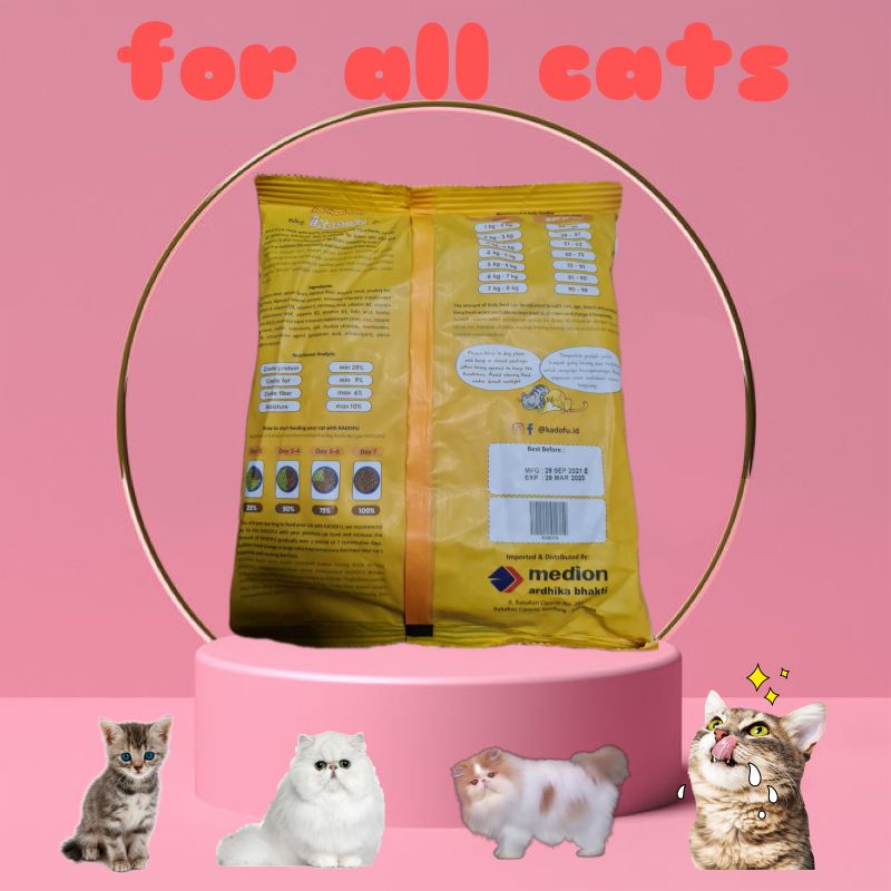 KADOFU 400GR makanan kucing kitten dewasa adult puppies bergizi tinggi kotoran kering tdk bau murah impor asli