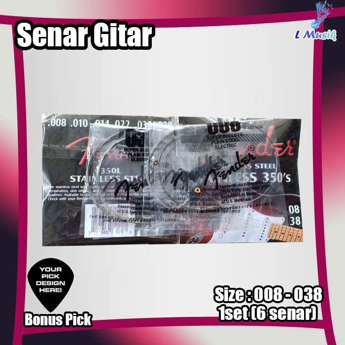 SENAR GITAR ELEKTRIK AKUSTIK FENDER HITAM 008-032 (LOKAL PREMIUM) - BLACK FENDER ORIGINAL NICKEL WOUND GUITAR STRINGS