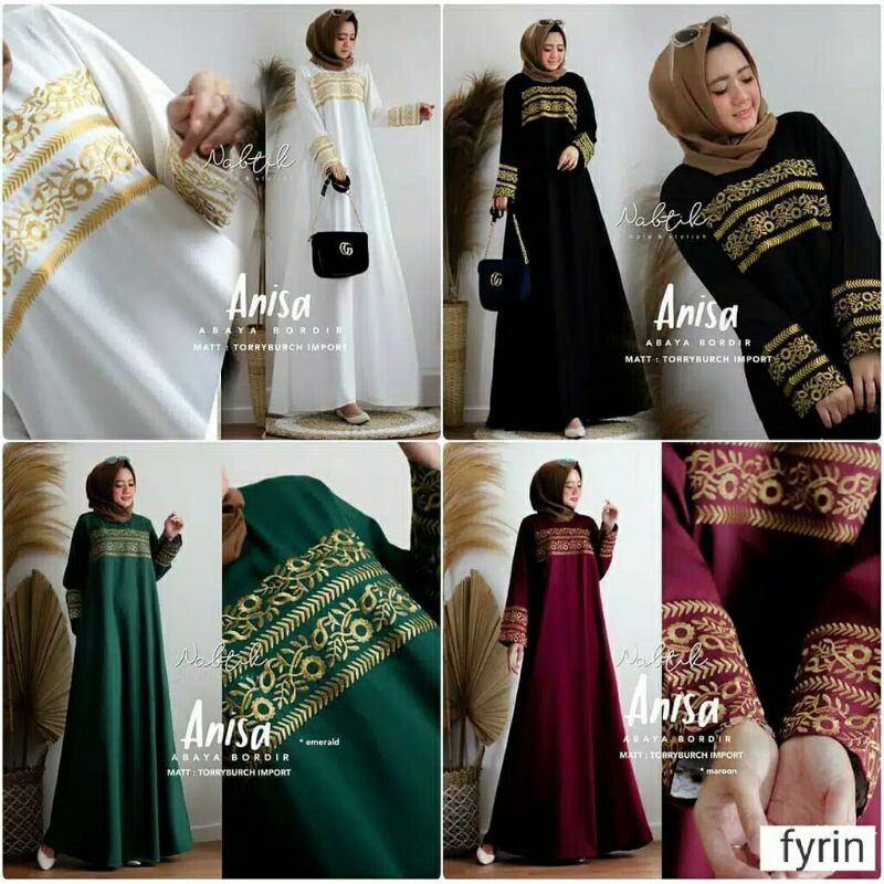 ABAYA BORDIR ANISA | GAMIS BORDIR TERBARU | GAMIS ABAYA JUMBO PREMIUM | zise S M L XL XXL XXXL