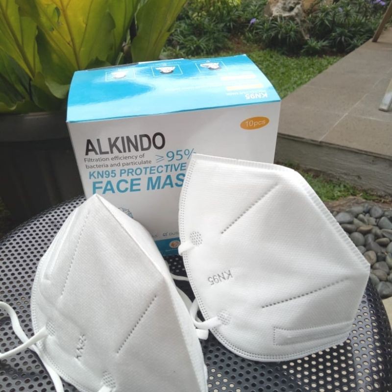 Masker KN95 Alkindo Kemenkes Polos Warna Putih Dan Hitam 1 box isi 10 pcs