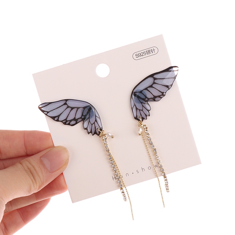 Hbid Anting Gantung Panjang Model Kupu-Kupu Dengan Rumbai Berlian Imitasi Untuk Wanita