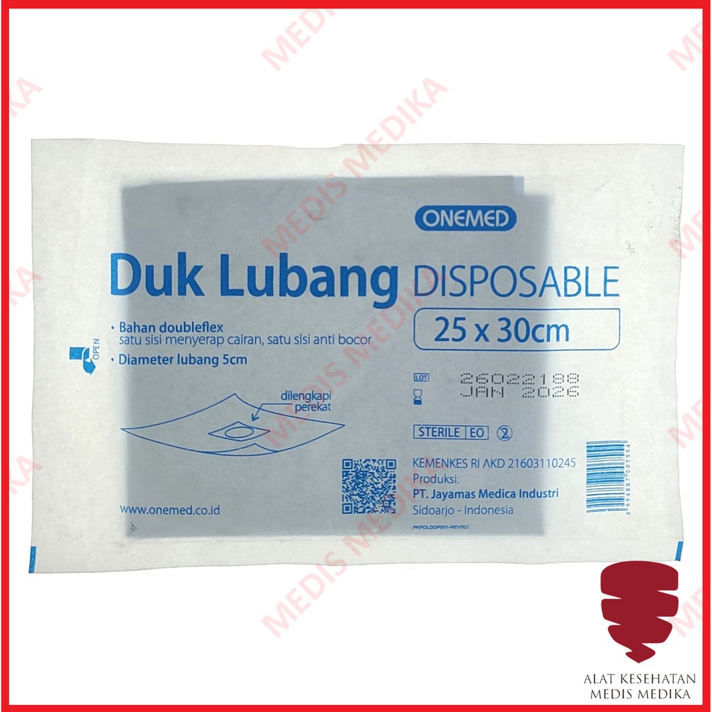 Duk Sterile 25X30 D5 Onemed Lubang 5cm Peralatan P3K Disposable Kain Operasi Steril 25 x 30 cm 25x30cm