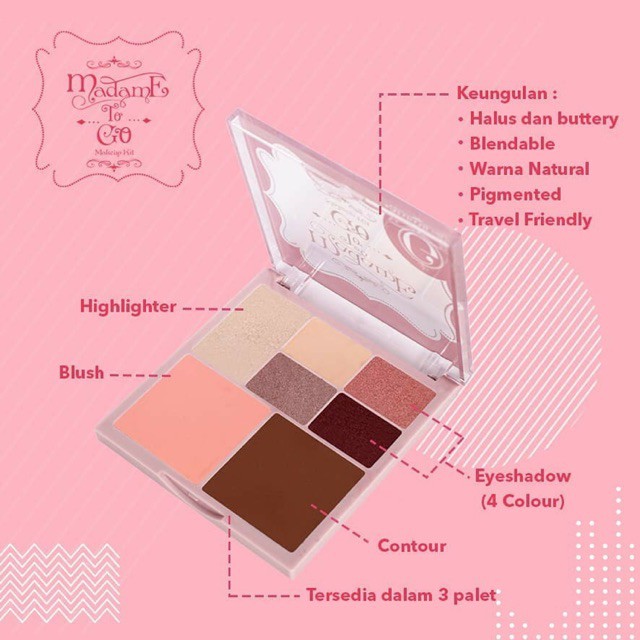 Jual Madame Gie Madame To Go (Palette 4 in 1 : Eyeshadow, Highlight