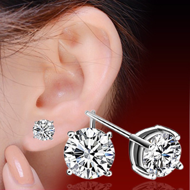 925 anting perak sterling anting-anting wanita dengan perhiasan fashion berlian