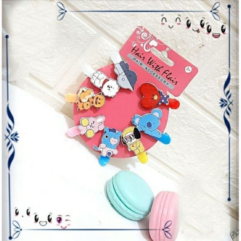 [BISA COD] Jepit rambut BT21 jepit rambut k-pop cepit rambut katakter BT21