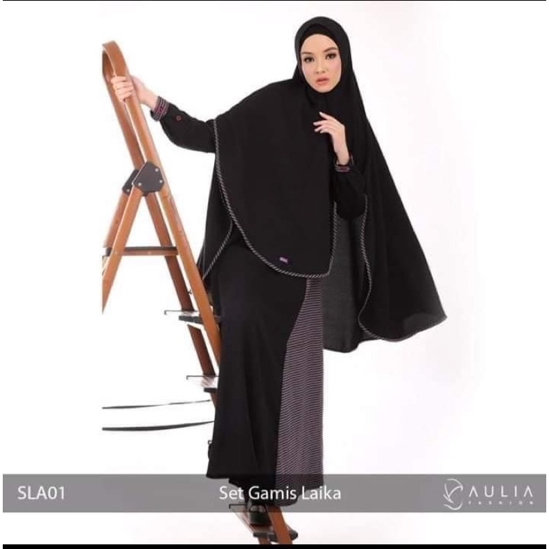 Aulia Syari- Set Laika ,Set Gamis Syari hitam, Baju umroh Muslimah