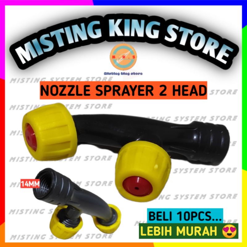 NOZZLE  SPRAYER BENGKOK 2 KEPALA LUBANG SPRAYER ELEKTRIK GENDONG HEAD SPRAY POMPA DC 12V ALAT SIRAM TAMAN KEBUN KONEKTOR DRAT DALAM M14 14MM REPLACEMENT SPARE PARTS KEPALA NOZEL PLASTIK SPUYER KNAPSACK