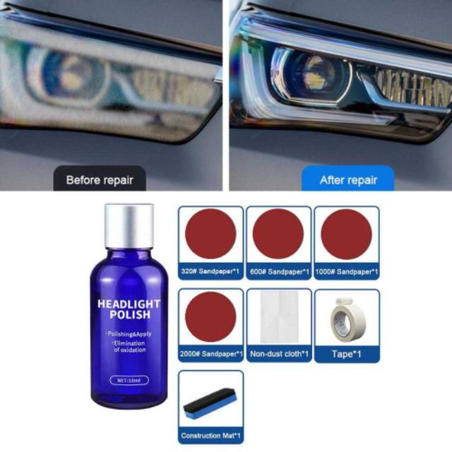 Cairan Pemutih pengkilap Lampu Mobil mika buram Headlight Polish 10ml