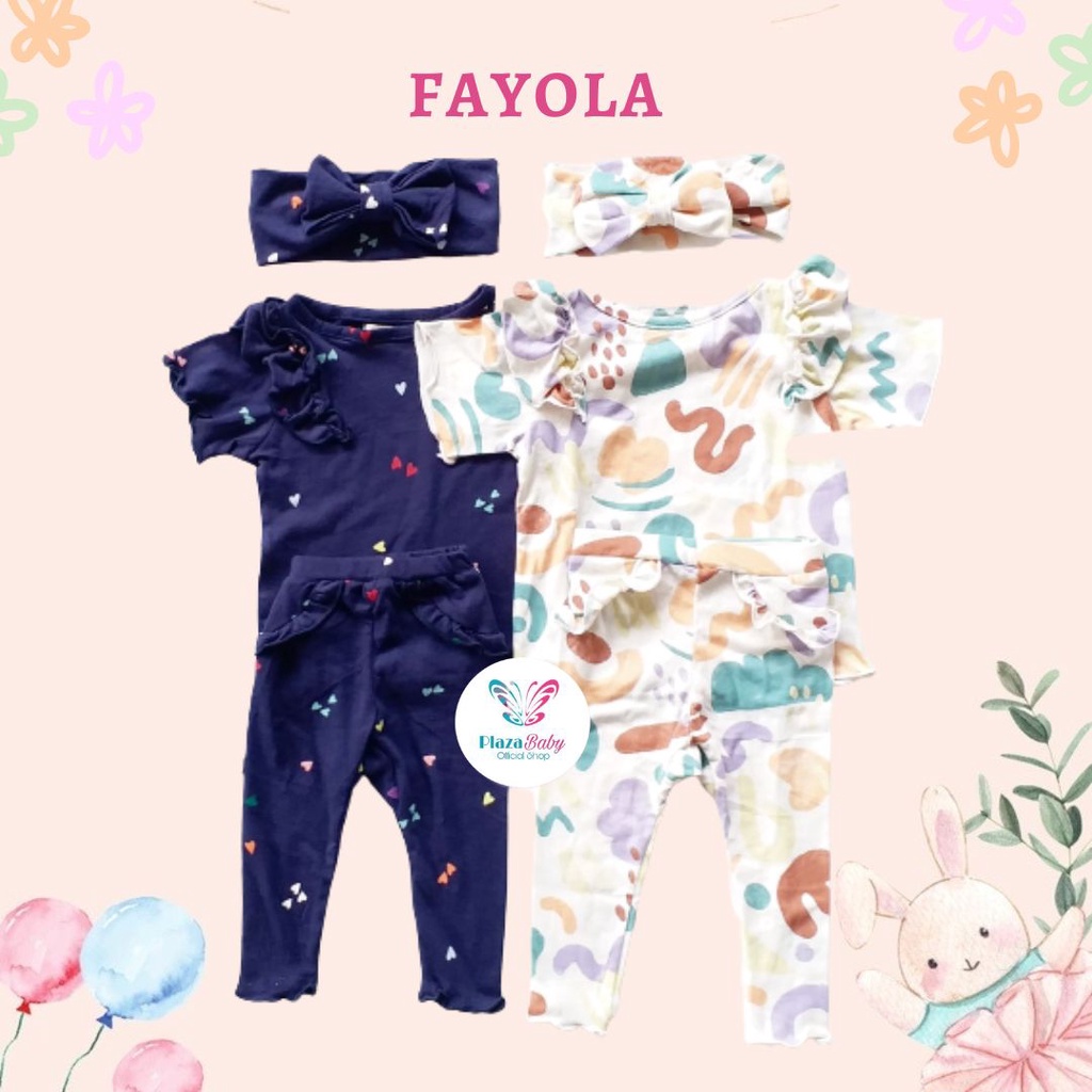 Plazababyku MX FAYOLA setelan bayi motif bunga yang lucu free headband PART2