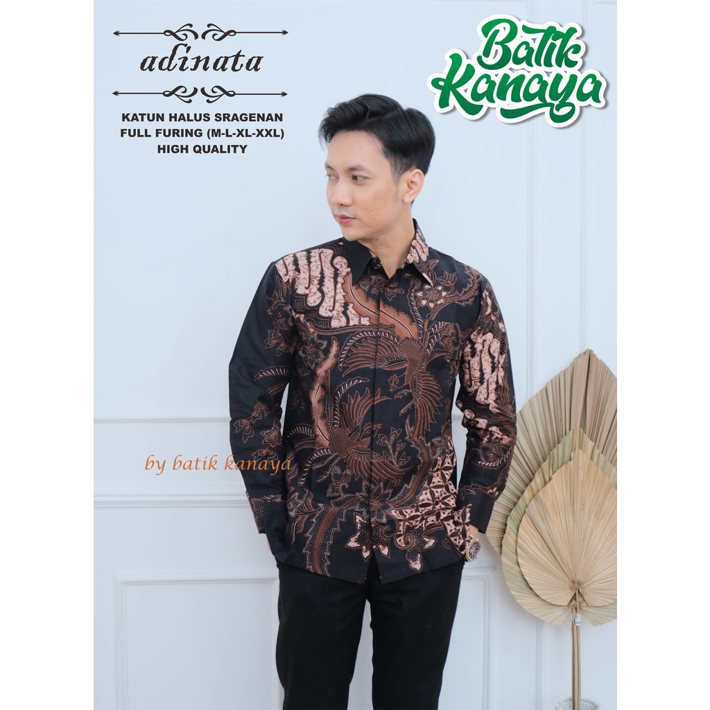 Kanaya - Kemeja Batik Pria Lengan Panjang Full Furing Bahan Katun Sragenan ADINATA