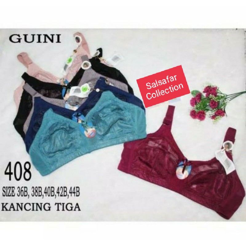 Bra / BH Full Brukat Cup B Jumbo Tanpa Busa Tanpa  Kawat - Guini Asli 408