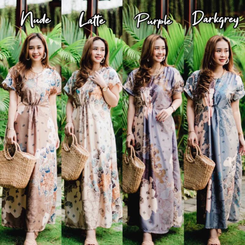 Phika Dress Wanita Maxmara Silk Premium Baju Wanita Serut Lengan Pendek Kekinian LD 110 cm