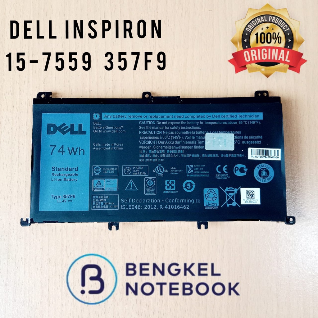 Baterai Dell Inspiron 15 7000 7566 7567 7557 7559 357F9 71JF4 0GFJ6 357F9 Original