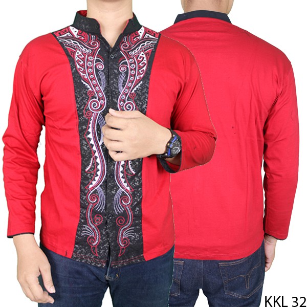 Baju Koko Keren Lengan Panjang Katun Merah – KKL 32