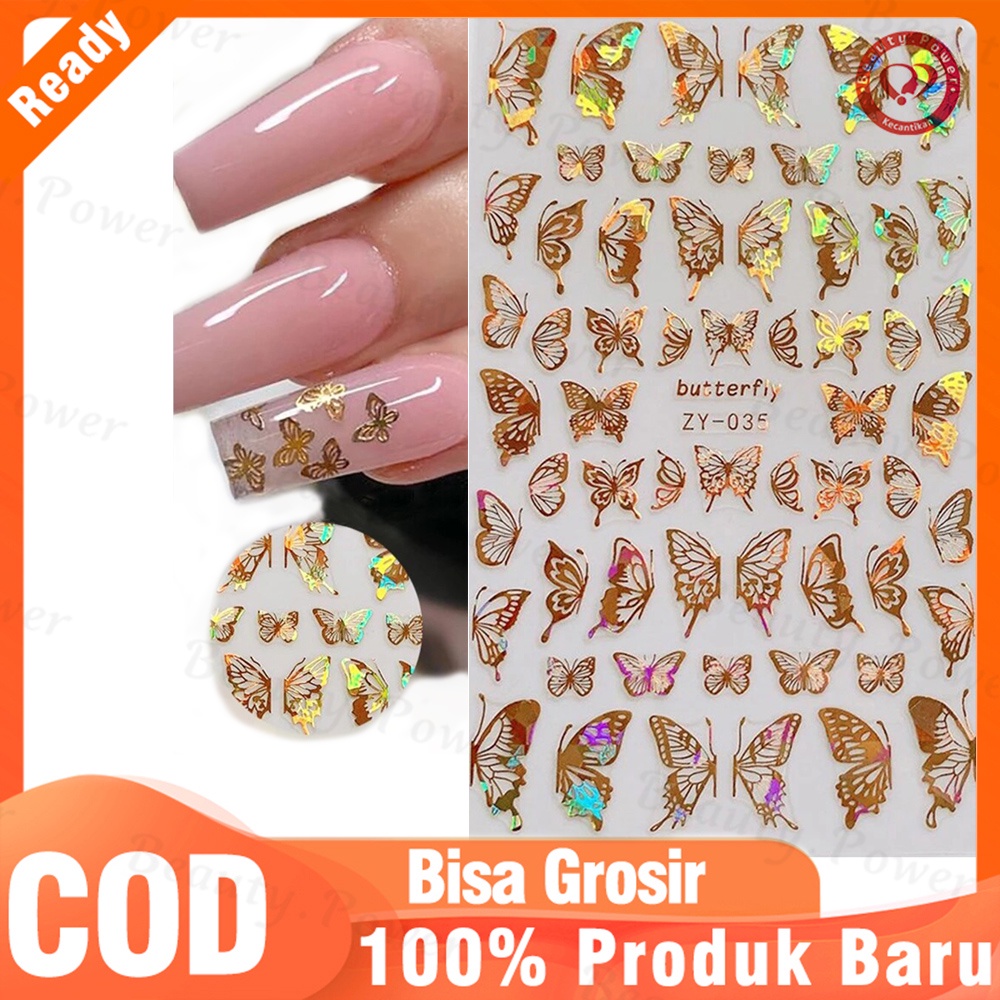 Kuku Stiker Kupu-kupu Bentuk Manikur Aksesoris DIY Manikur Kuku Stiker