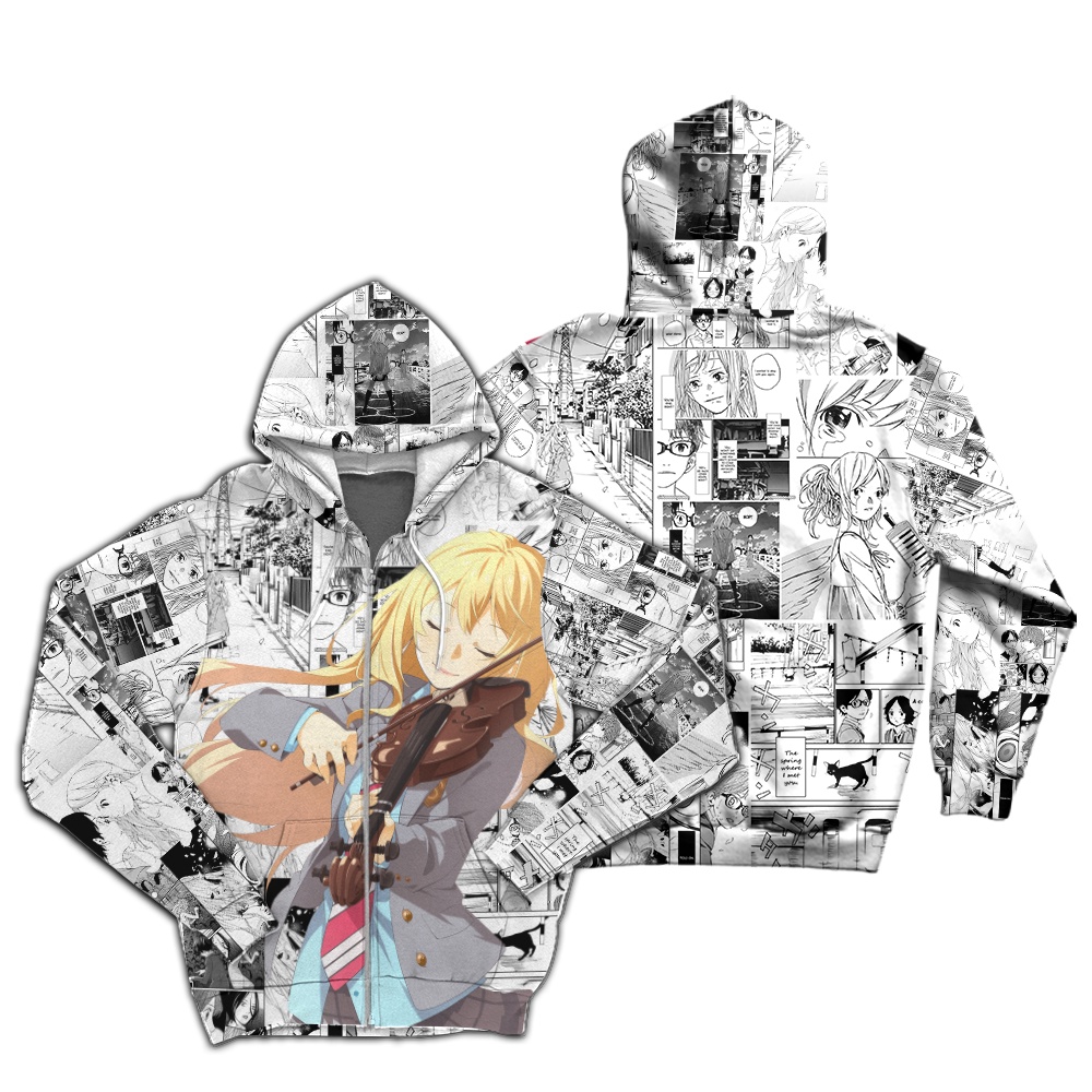 Hoodie Zipper Anime Kaori Miyazono, Animophilia