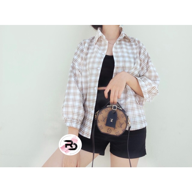 RD FASHION KEMEJA GUILEN OVERSIZE SHIRT BAHAN KATUN KOTAK YANDETH FIT L-Kotak vintage PUTIH