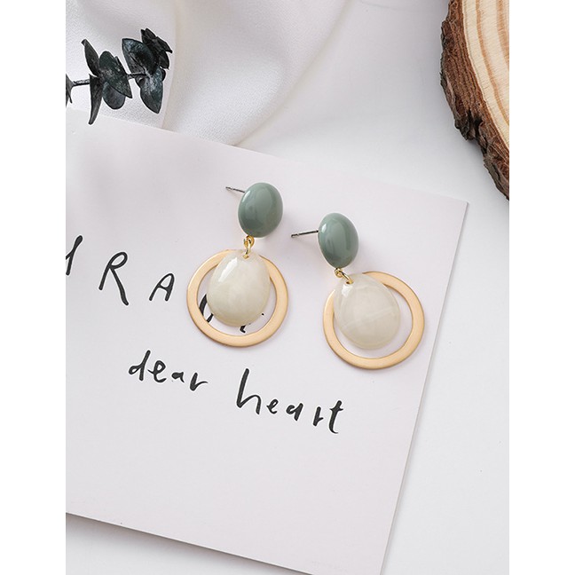 LRC Anting Tusuk Fashion Round Button Drop Earrings D24644