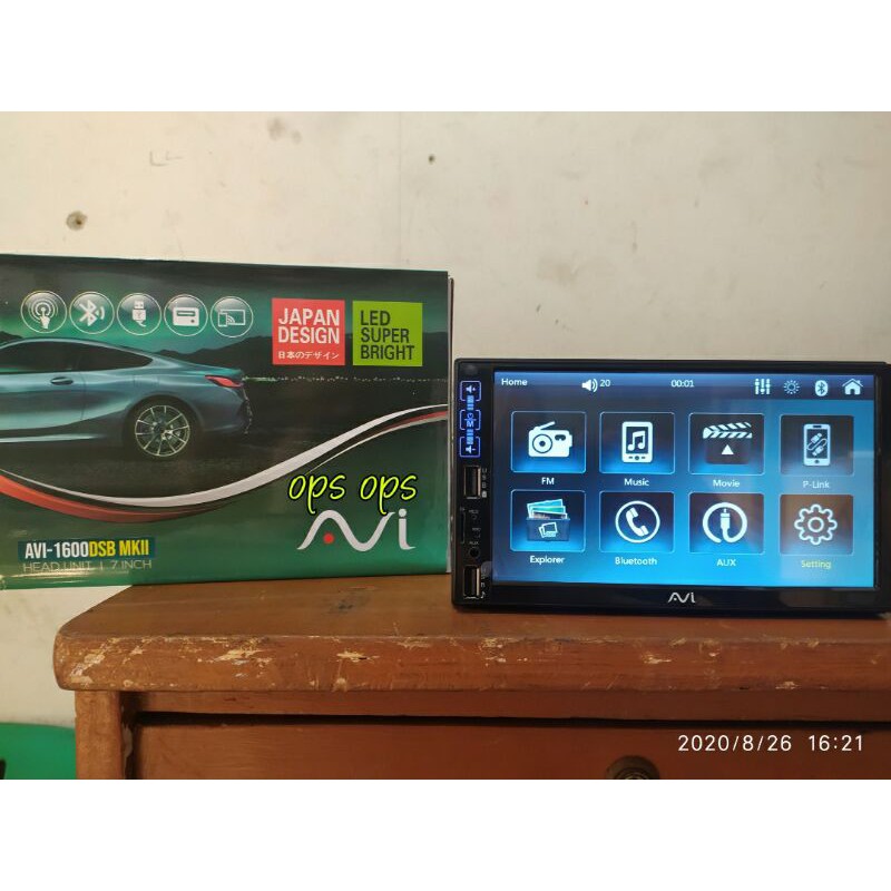 HEAD UNIT DOUBLE DIN TV MOBIL AVI 1600 DSB MKII FULLGLASS MIRRORLINK BLUETOOTH DECKLESS