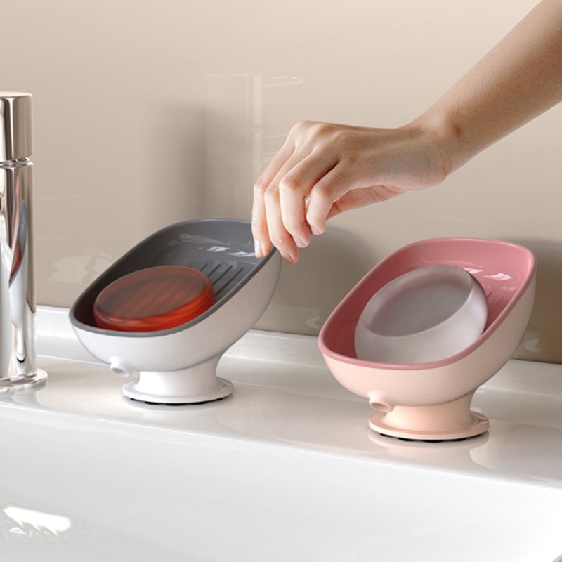 Rak Pengering Sabun Model Dua Lapis Bahan Plastik Dengan Suction Cup Untuk Kamar Mandi