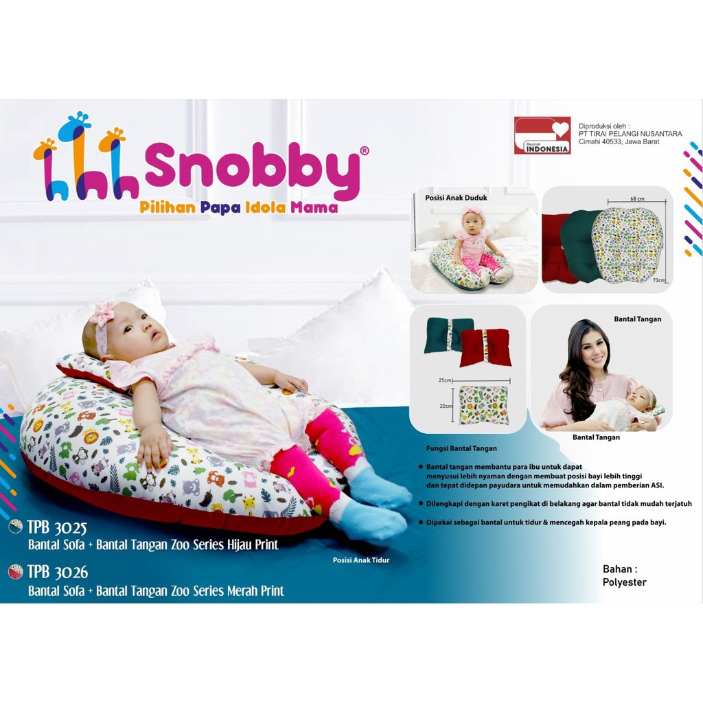 Snobby Sofa Bayi Multifungsi + Bantal Lengan Zoo Series - TPB 3025 3026