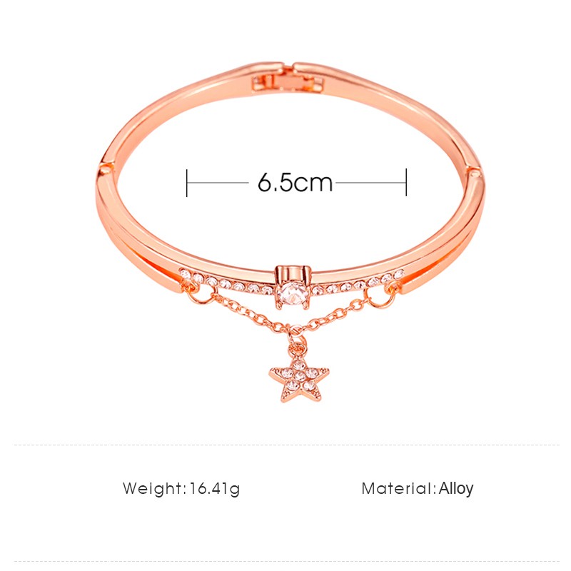 Gelang Wanita Stainless Steel Motif Bintang Dengan Angka Romawi Untuk Wanita