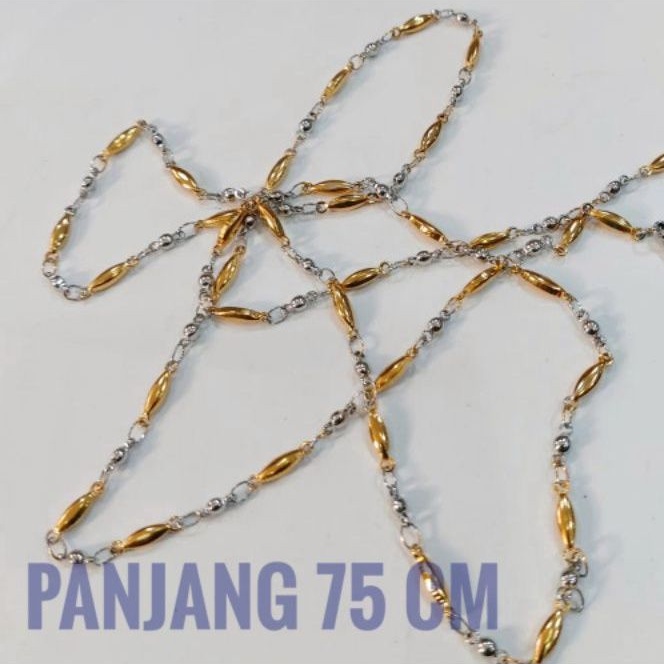 Kalung Padi Emas Silver Titanium Asli Anti karat