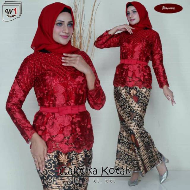 Kembali hadir / kebaya cantika kotak - kebaya modern terbaru - set kebaya tulle bordir import