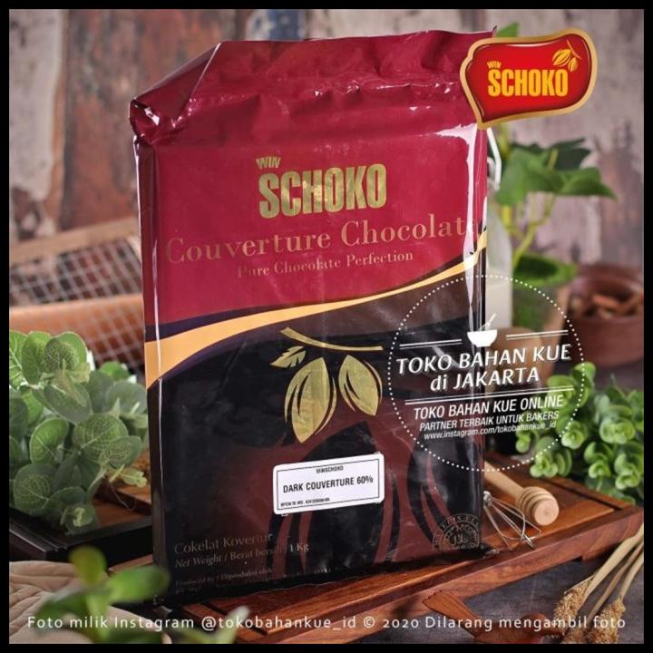 

Schoko Dark Chocolate Couverture Blok 60% 1Kg Cokelat Batang Coklat