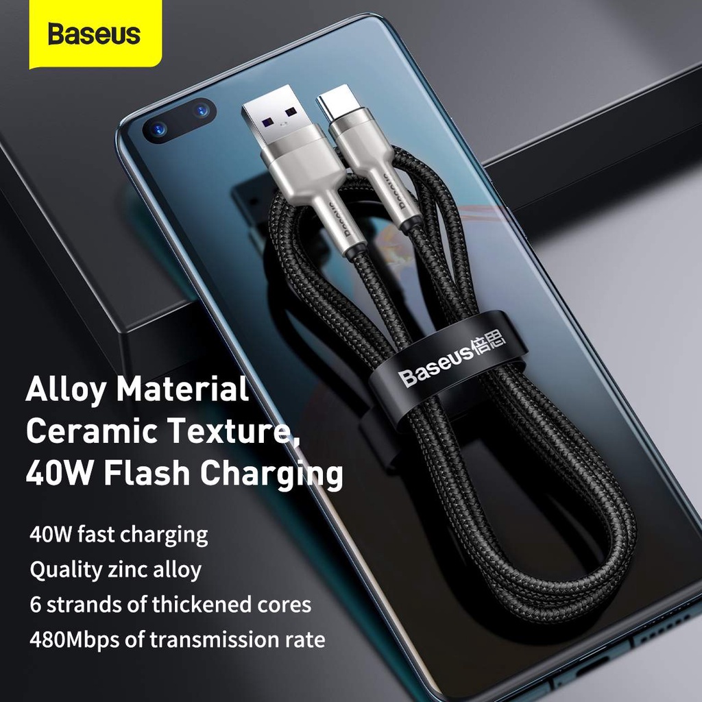 Baseus Cafule Metal USB Type C Data Cable 5A 40W Fast Charging QC