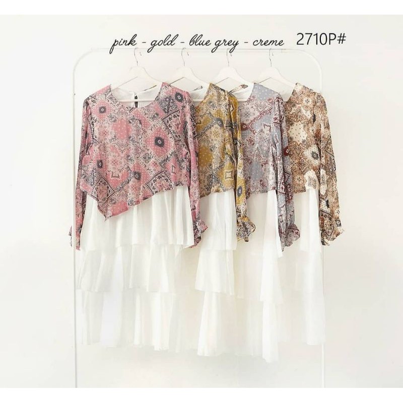 JF2710 Tunik Ruffle motif batik