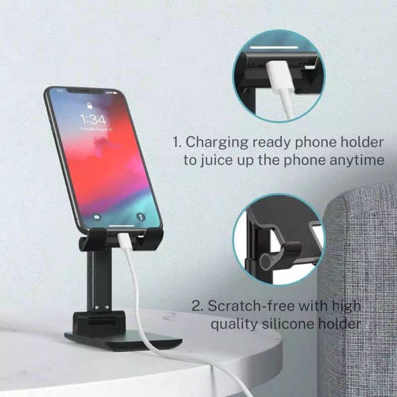 Holder HP Lipat Cas HP Tempat Dudukan Stand HP Ponsel Lipat Portable Serbaguna Folding Bracket Phone Holder &amp; HD23 Phone Stand Holder