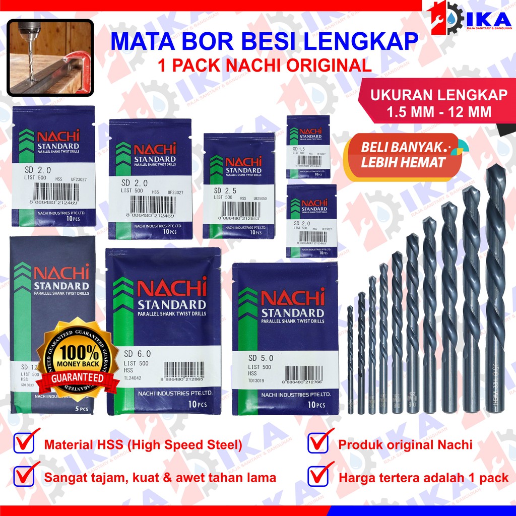 Nachi Mata Bor Besi HSS 1.5MM - 10MM High Quality/ Mata Bor Besi HSS Asli