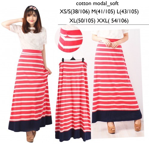 Rok Wanita Mini Maxi Flare Branded OOTD TH Navy Pink