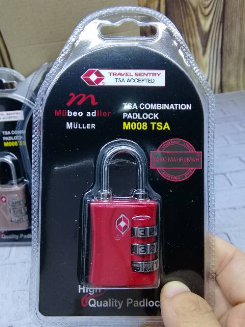 TSA Combination Padlock Muller - M008 / Gembok Tas Koper Pin Angka