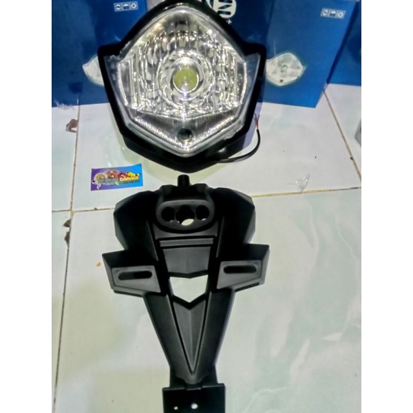 Paket Ganteng Hedlamp Vixion 2008 - 2012 Plus Projie Beserta Spakbor Hitam Tebal Projie Terpasang