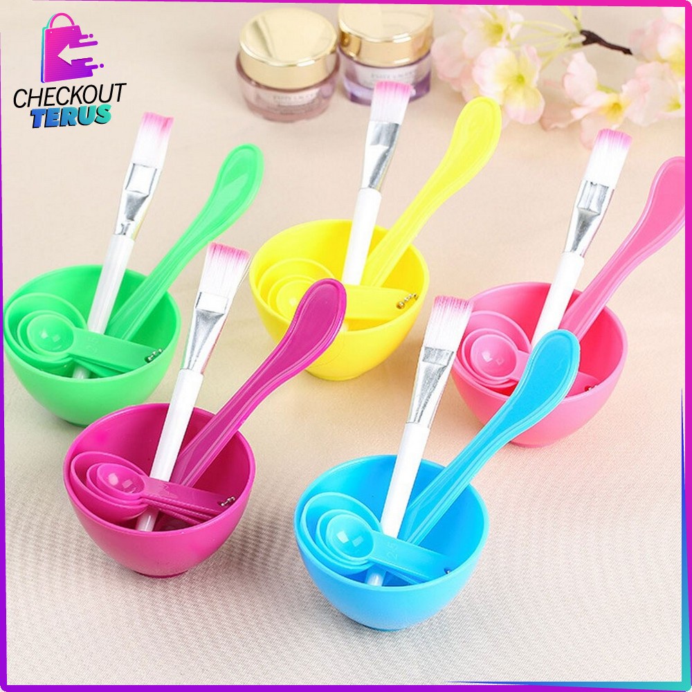 CT K28 Mangkok Masker Set 4IN1 Mask Bowl Mangkuk Set Dengan Kuas Sendok dan Pengaduk Masker Alat Perawatan Wajah