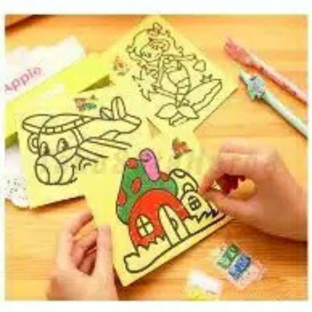 D4 Stiker Menempel Pasir | Mainan Edukasi Anak | Menggambar Tempel | Sticker Activity | Buku Gambar