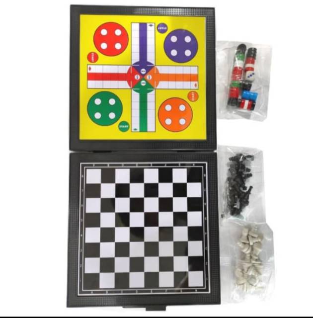 MOMBABY1 Mainan Anak Board Games 5 in 1 Ludo Ular Tangga Halma Catur