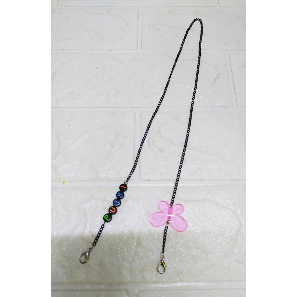 (Bisa Custom Nama) Kalung Masker - Strap Masker Cantik Bahan Rantai