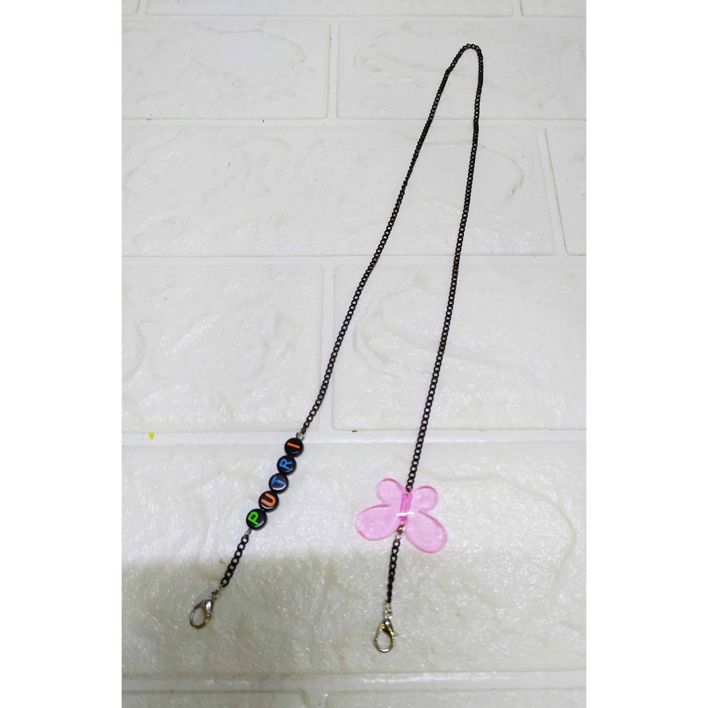 (Bisa Custom Nama) Kalung Masker - Strap Masker Cantik Bahan Rantai