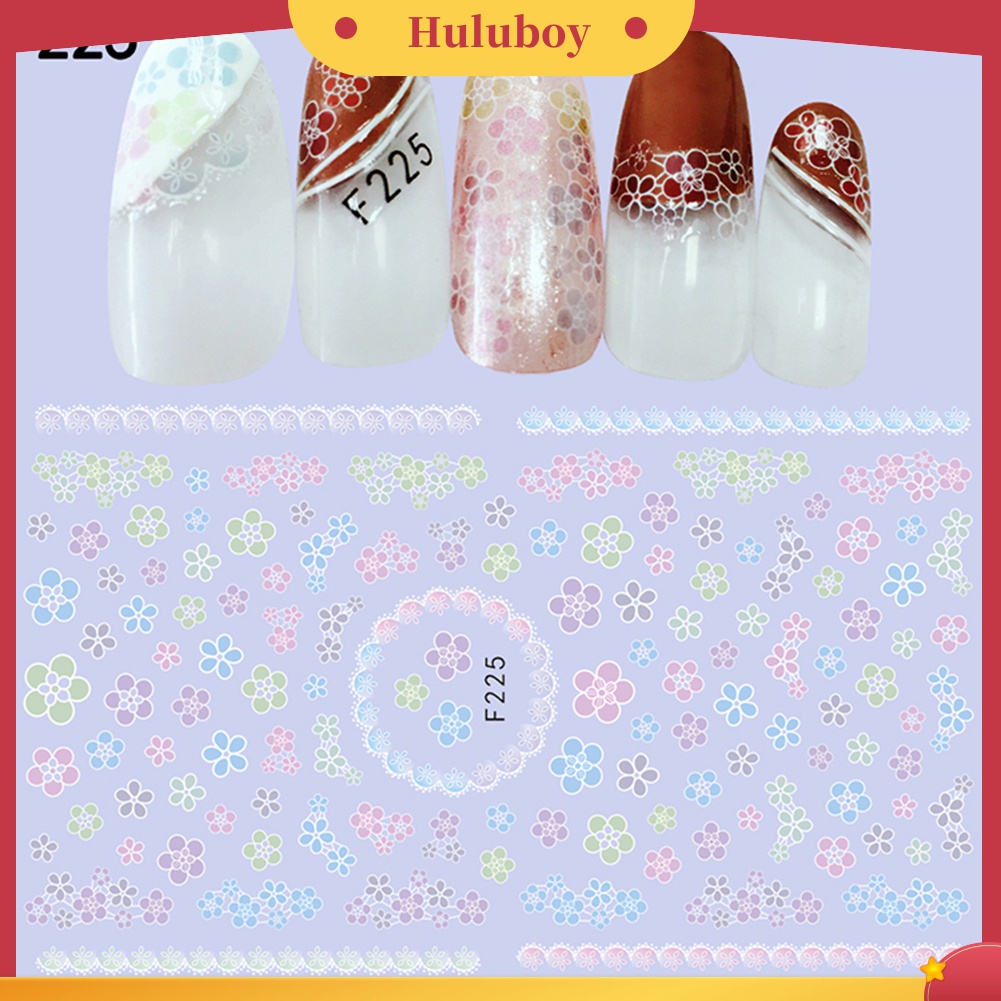 Huluboy Huluboy♡ 1 Lembar Stiker Kuku Desain Bunga Daun Untuk Dekorasi Manicure