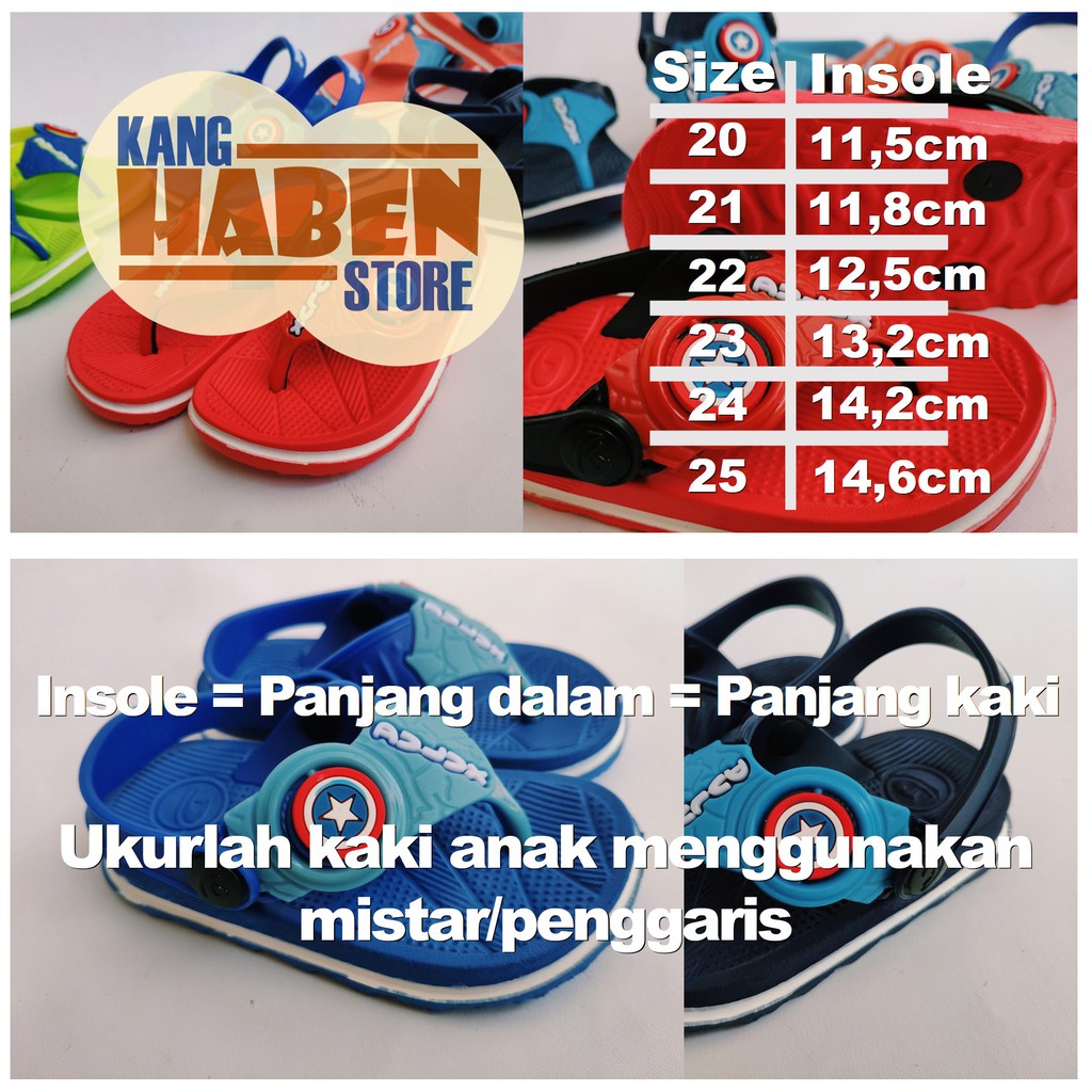 293E Sandal Jepit Bayi Anak Bintang Captain America - Fashion Balita Laki Laki Sendal Karakter Dulux