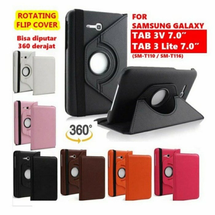 SALE Case HP Samsung Galaxy Tab 3V / Tab 3 Lite Sm-T110 Sm-T116 Flip Rotari Kondom NEW ARZ