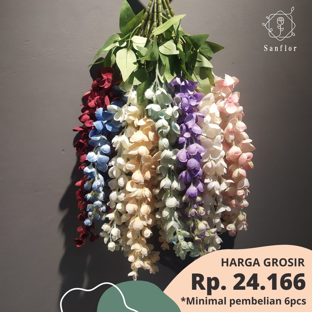 (Free Ongkir) BUNGA WISTERIA MINI/WISTERIA MINI K3/BUNGA WISTERIA ARTIFICIAL/BUNGA WISTERIA PALSU